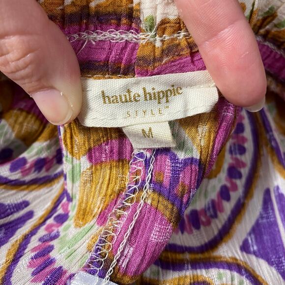 Haute Hippie Set Wide Leg Pant Open Reversible Kimono Cardigan Size M Boho - Picture 2 of 16